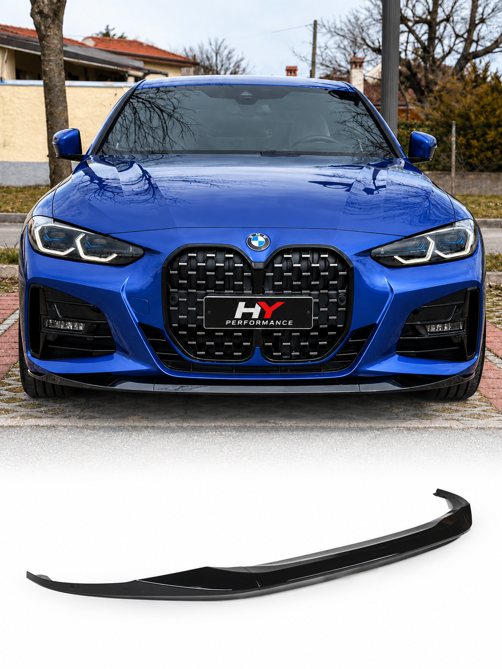 BMW 4 Serisi G22 Coupe G23 Cabrio 2020-2026 M Sport Uyumlu M Performance Style Parlak Siyah Ön Tampon Eki (Lip)