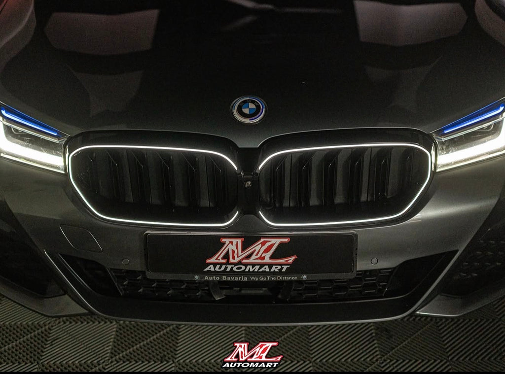 BMW G30 LCI M5 Style LED'li parlak siyah panjur araç uygulaması