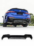 BMW G22 Coupe karbon görünümlü M440i Performance Style arka difüzör, araç uygulaması ve ürün