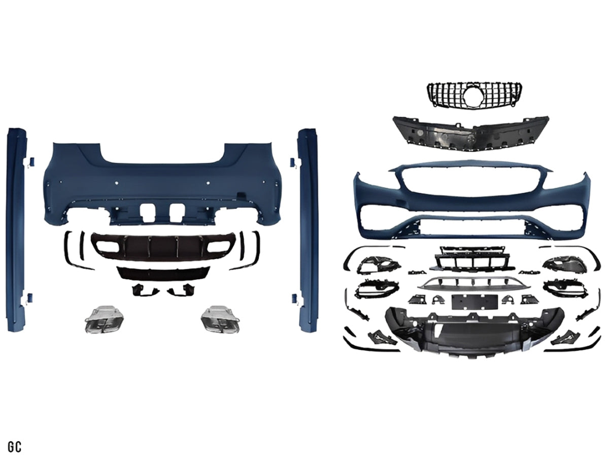 Body Kit W176 Arka PDC, <OO-OO> Egzoz Çıkışlı, Marşpiyelli, Panjurlu -/////AMG A45- 2015-18