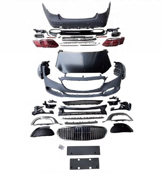 Komple Body Kit W212 [2009-12 DÖNÜŞÜM => 2013-16] Arka PDC, <O-O> Egzoz Uçlu, Kaput, Panjurlu, Far/Stop -MAYBACH- 2009-12