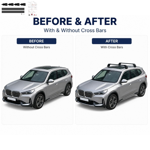 Aluminium Tavan Taşıma Barı Uyumlu BMW X1 F48 2016-2022 Siyah