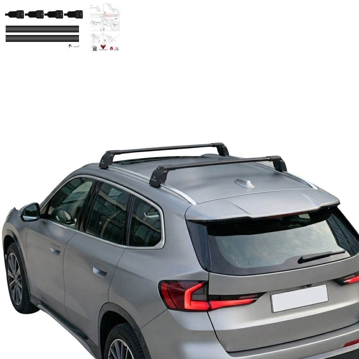 Aluminium Tavan Taşıma Barı Uyumlu BMW X1 F48 2016-2022 Siyah