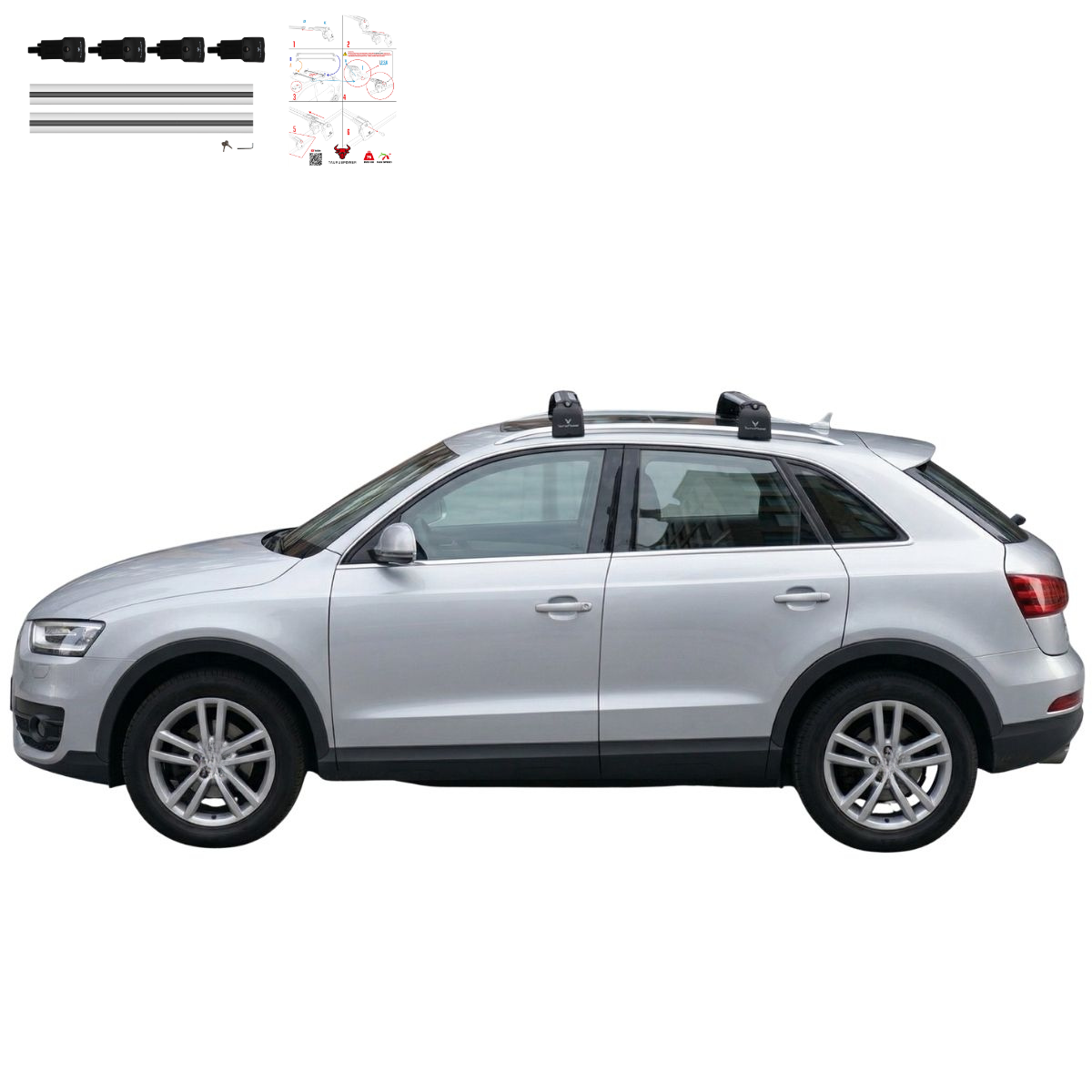 Aluminium Tavan Taşıma Barı Uyumlu BMW X1 F48 2016-2022 Gümüş