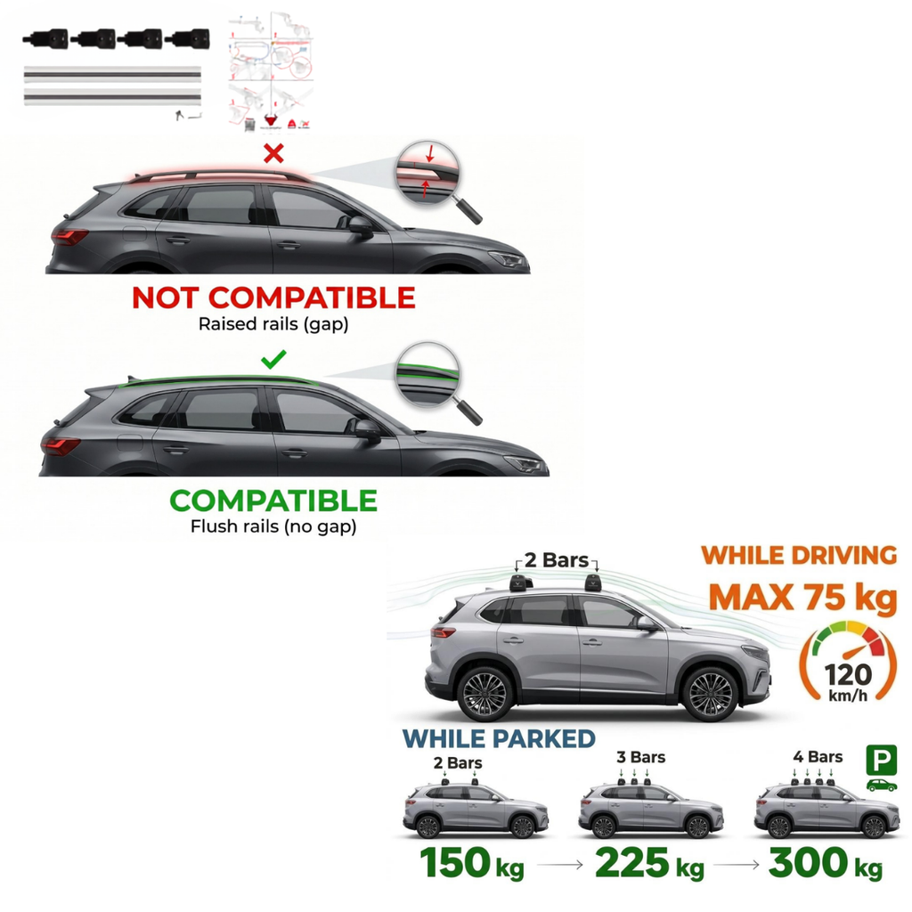 Aluminium Tavan Taşıma Barı Uyumlu BMW X1 F48 2016-2022 Gümüş