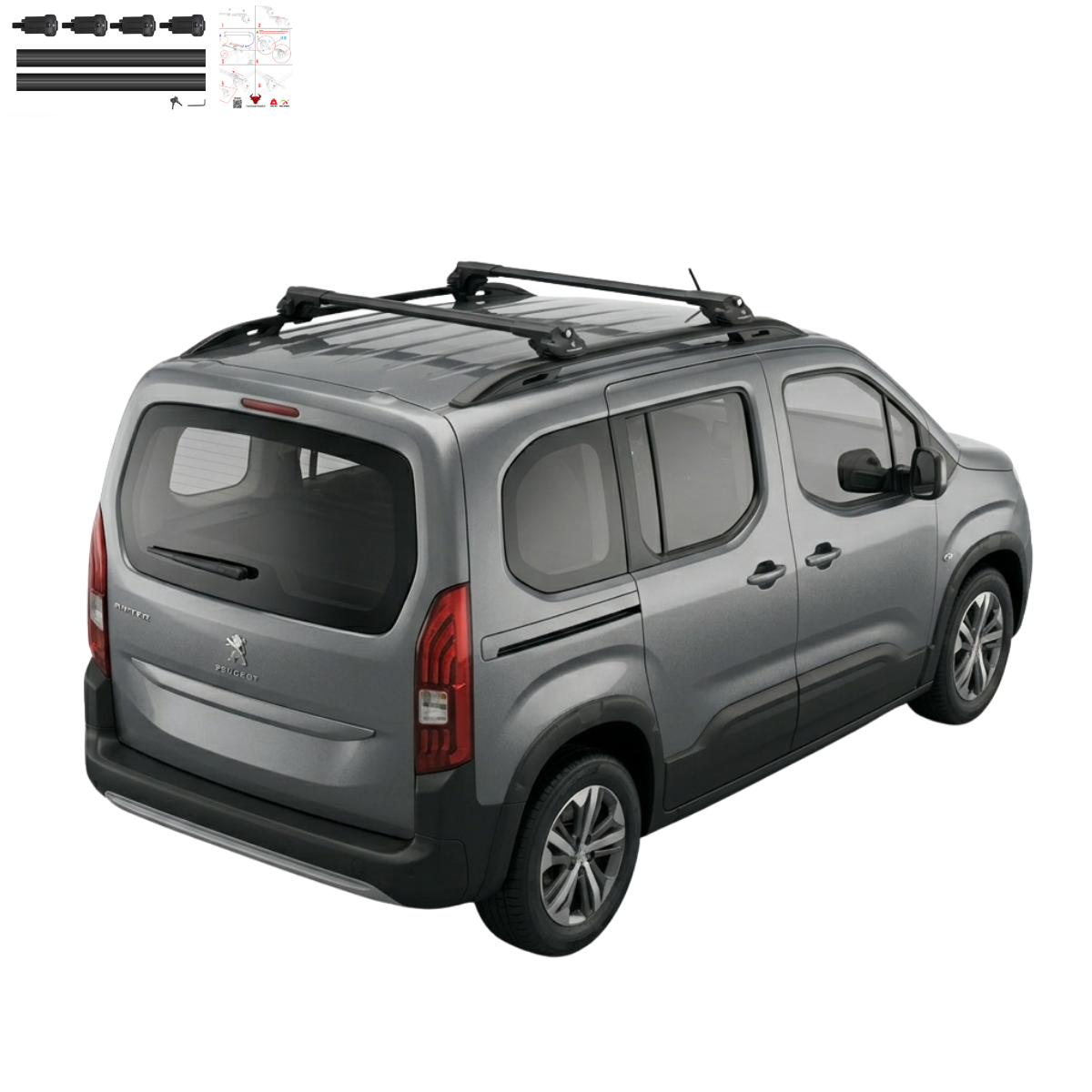 Aluminium Tavan Taşıma Barı Uyumlu CITROEN Berlingo 2024-2025 Siyah