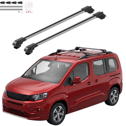 Aluminium Tavan Taşıma Barı Uyumlu CITROEN Berlingo 2024-2025 Gümüş