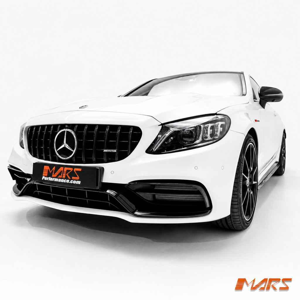 Mercedes W205 C205 C63 S Style ön tampon alt ızgara ve parlak siyah detaylar