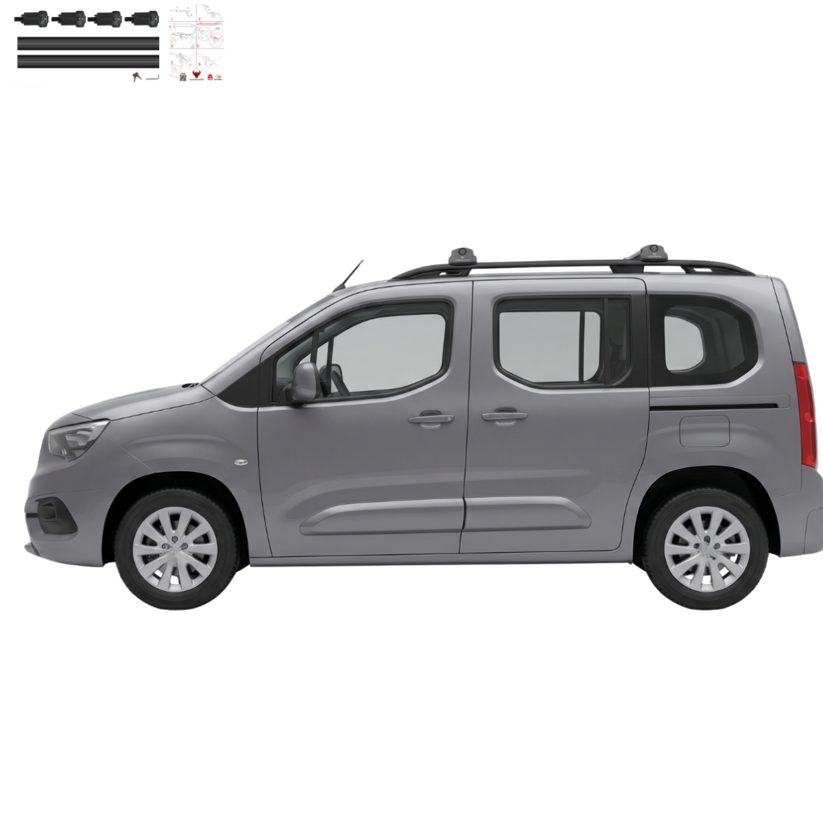 Aluminium Tavan Taşıma Barı Uyumlu MERCEDES M-Class (ML-W166) 2012-2019 Siyah