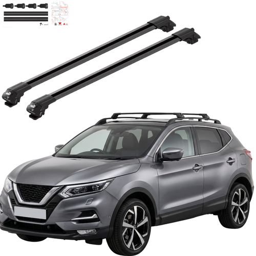 Aluminium Tavan Taşıma Barı Uyumlu NISSAN Qashqai J11 2014-2021 Siyah
