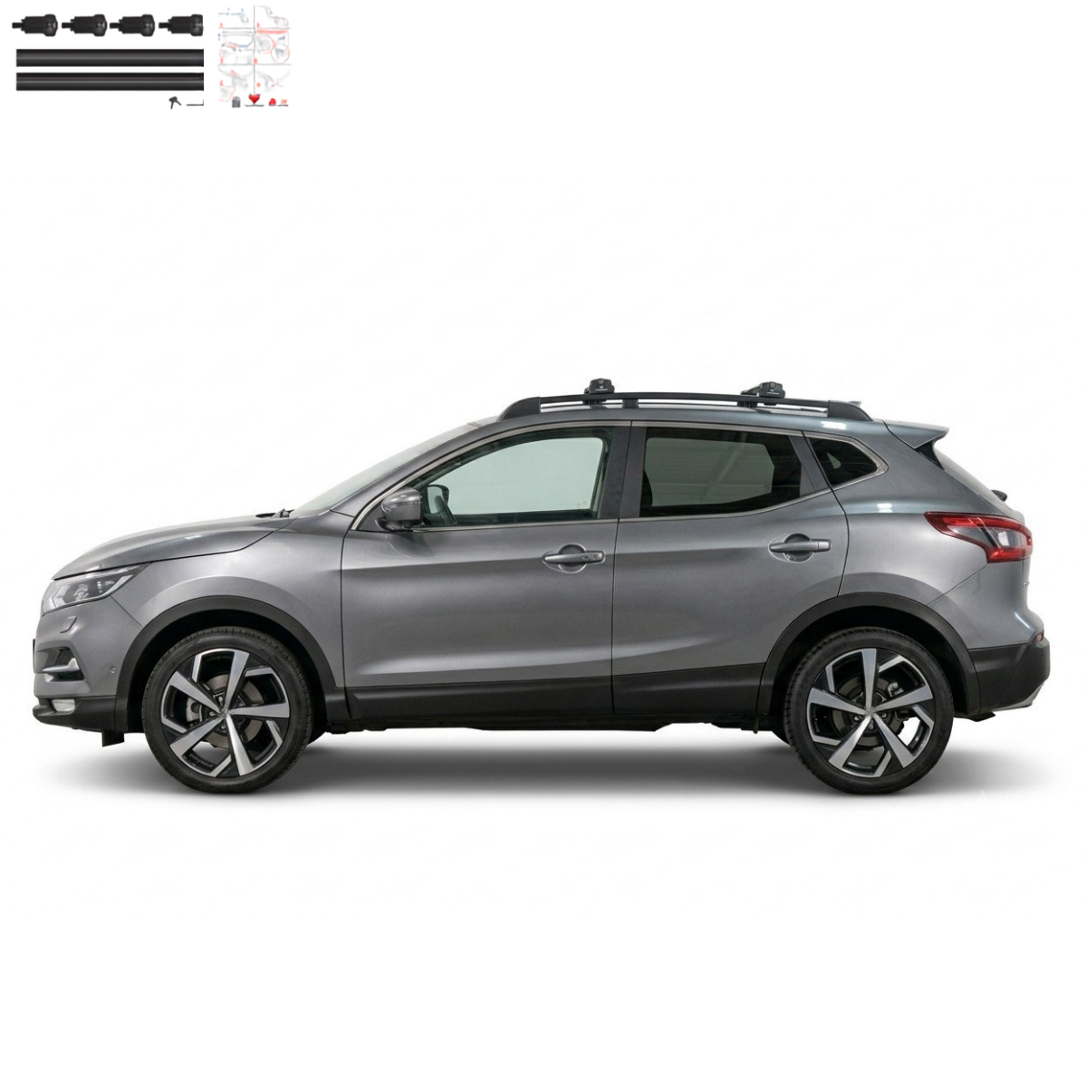 Aluminium Tavan Taşıma Barı Uyumlu NISSAN Qashqai J11 2014-2021 Siyah