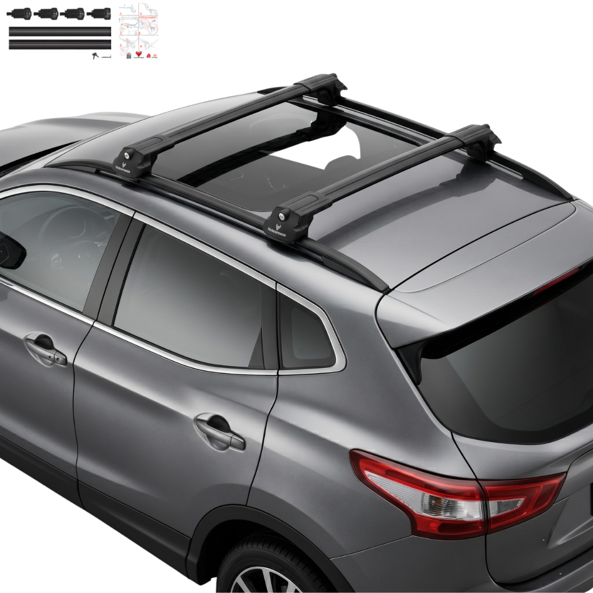 Aluminium Tavan Taşıma Barı Uyumlu NISSAN Qashqai J11 2014-2021 Siyah