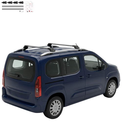 Aluminium Tavan Taşıma Barı Uyumlu OPEL Combo E 2019-2022 Gümüş
