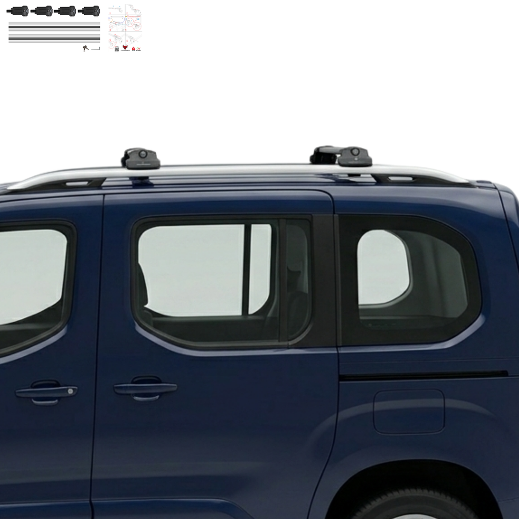 Aluminium Tavan Taşıma Barı Uyumlu OPEL Combo E 2019-2022 Gümüş