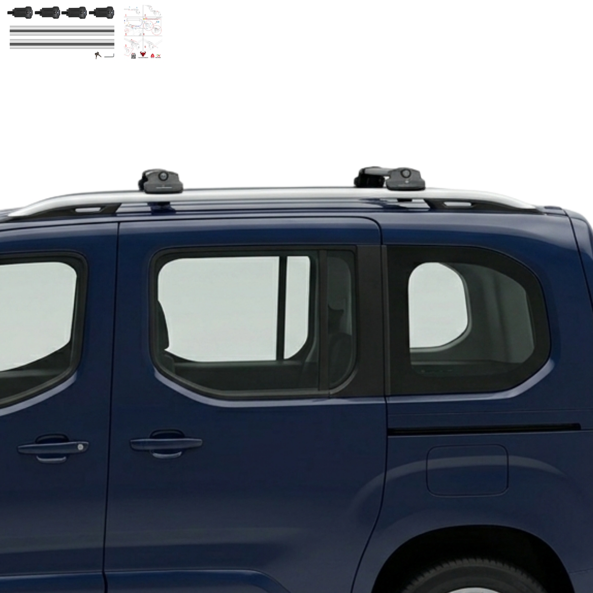 Aluminium Tavan Taşıma Barı Uyumlu OPEL Combo E 2019-2022 Gümüş