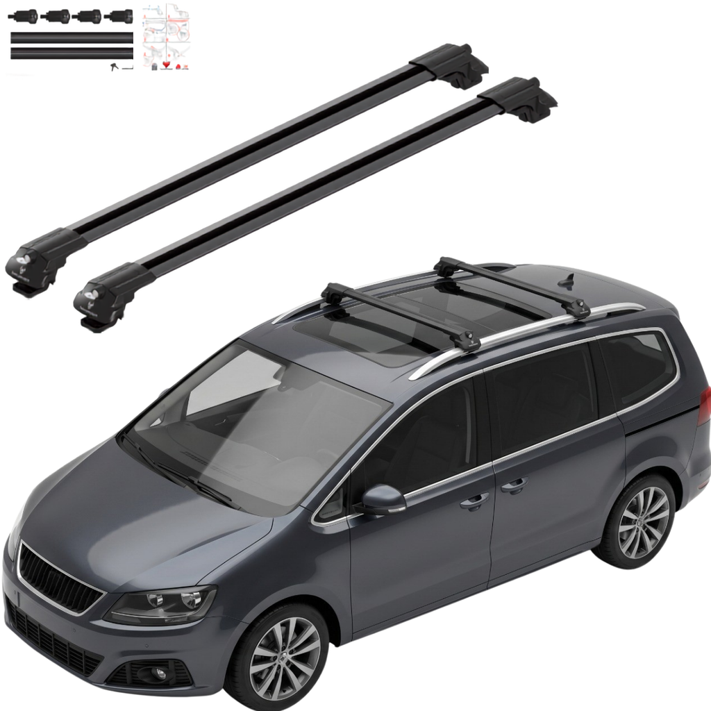 Aluminium Tavan Taşıma Barı Uyumlu SEAT Alhambra MK2 7N 2010-2020 Siyah
