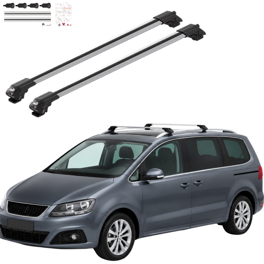 Aluminium Tavan Taşıma Barı Uyumlu SEAT Alhambra MK2 7N 2010-2020 Gümüş