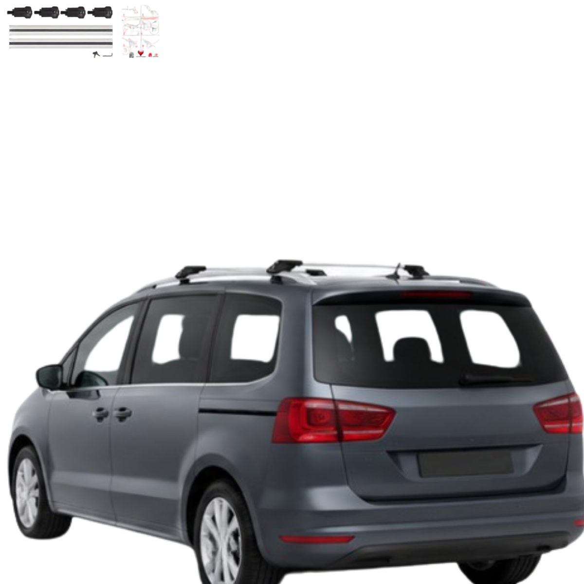 Aluminium Tavan Taşıma Barı Uyumlu SEAT Alhambra MK2 7N 2010-2020 Gümüş