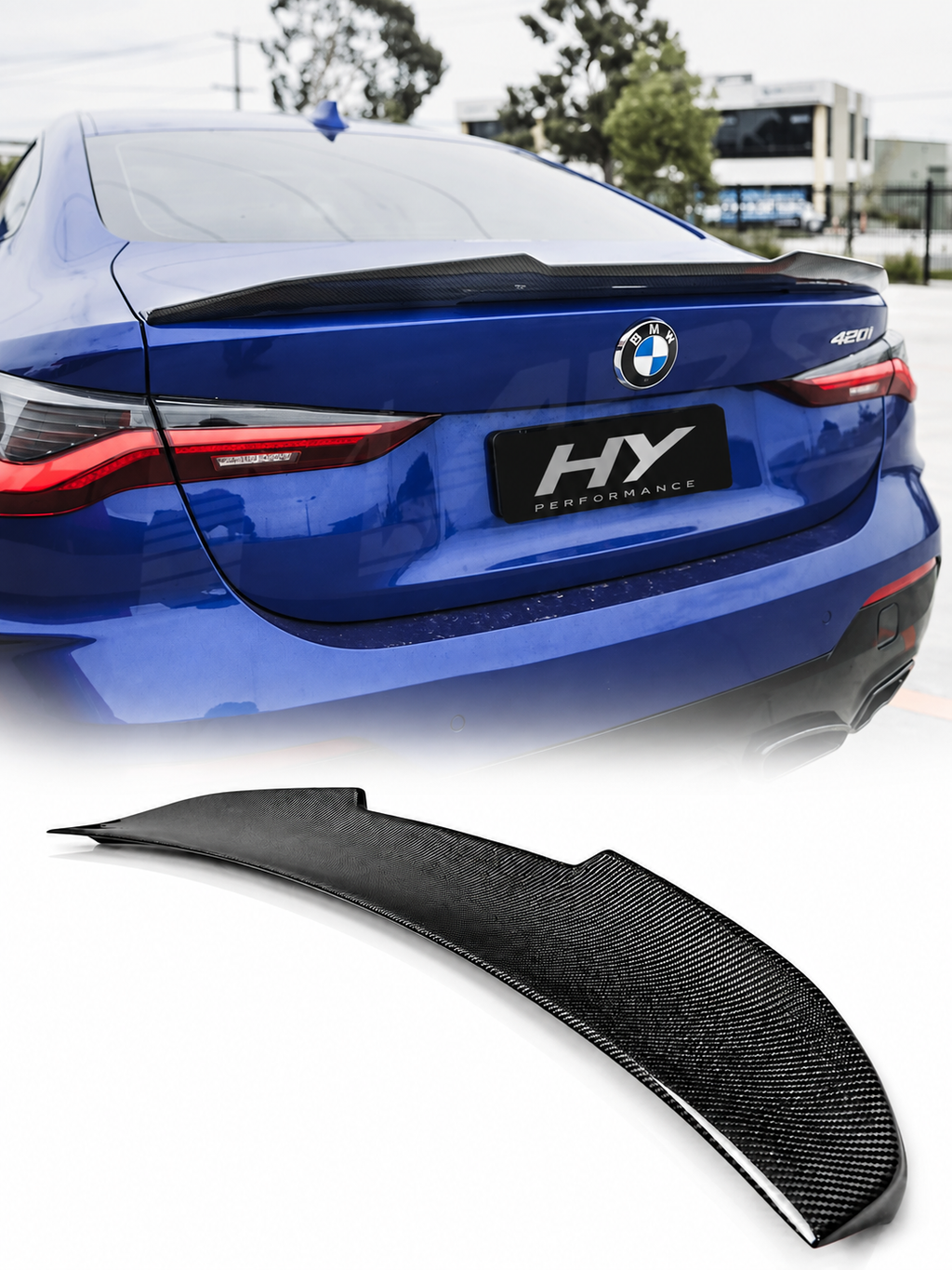 BMW G22 Coupe PSM Style karbon görünümlü bagaj spoyleri, araç uygulaması ve ürün