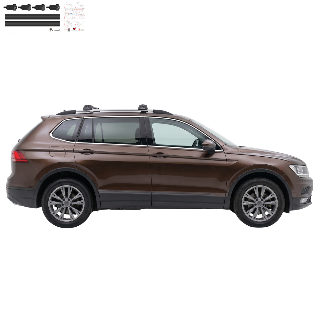 Aluminium Tavan Taşıma Barı Uyumlu VW VOLKSWAGEN Tiguan 5N Allspace 2018-2020 Siyah