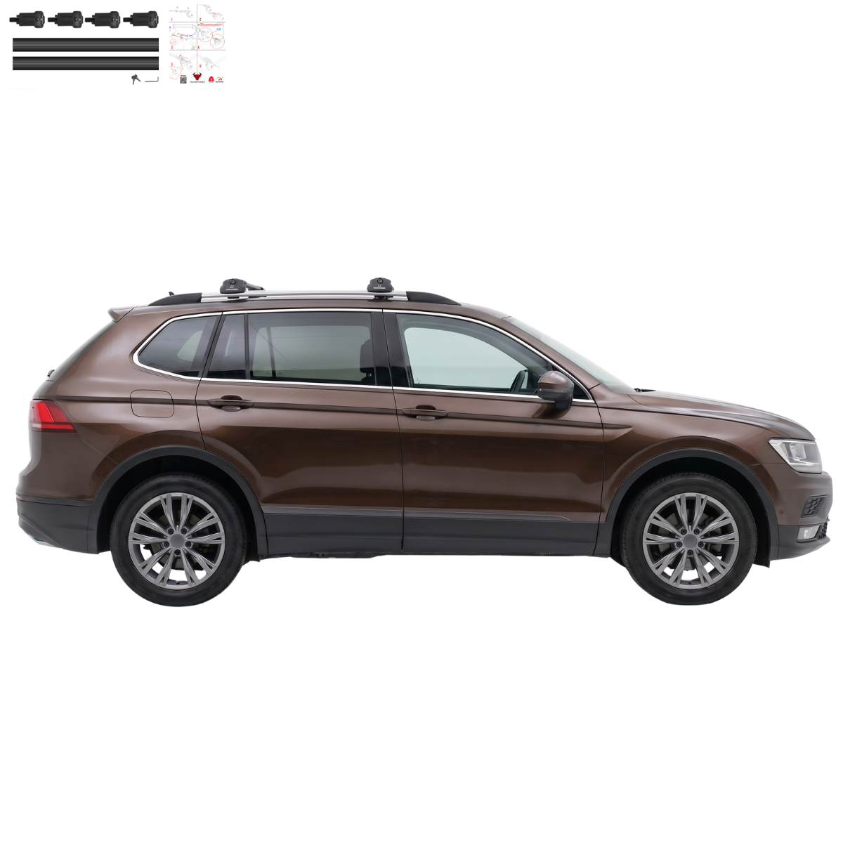 Aluminium Tavan Taşıma Barı Uyumlu VW VOLKSWAGEN Tiguan 5N Allspace 2018-2020 Siyah