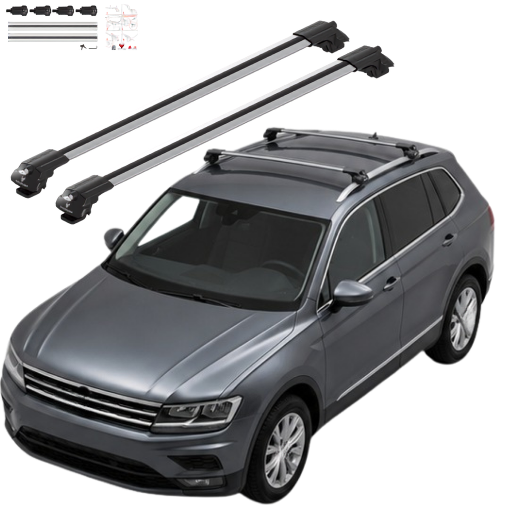Aluminium Tavan Taşıma Barı Uyumlu VW VOLKSWAGEN Tiguan 5N Allspace 2018-2020 Gümüş