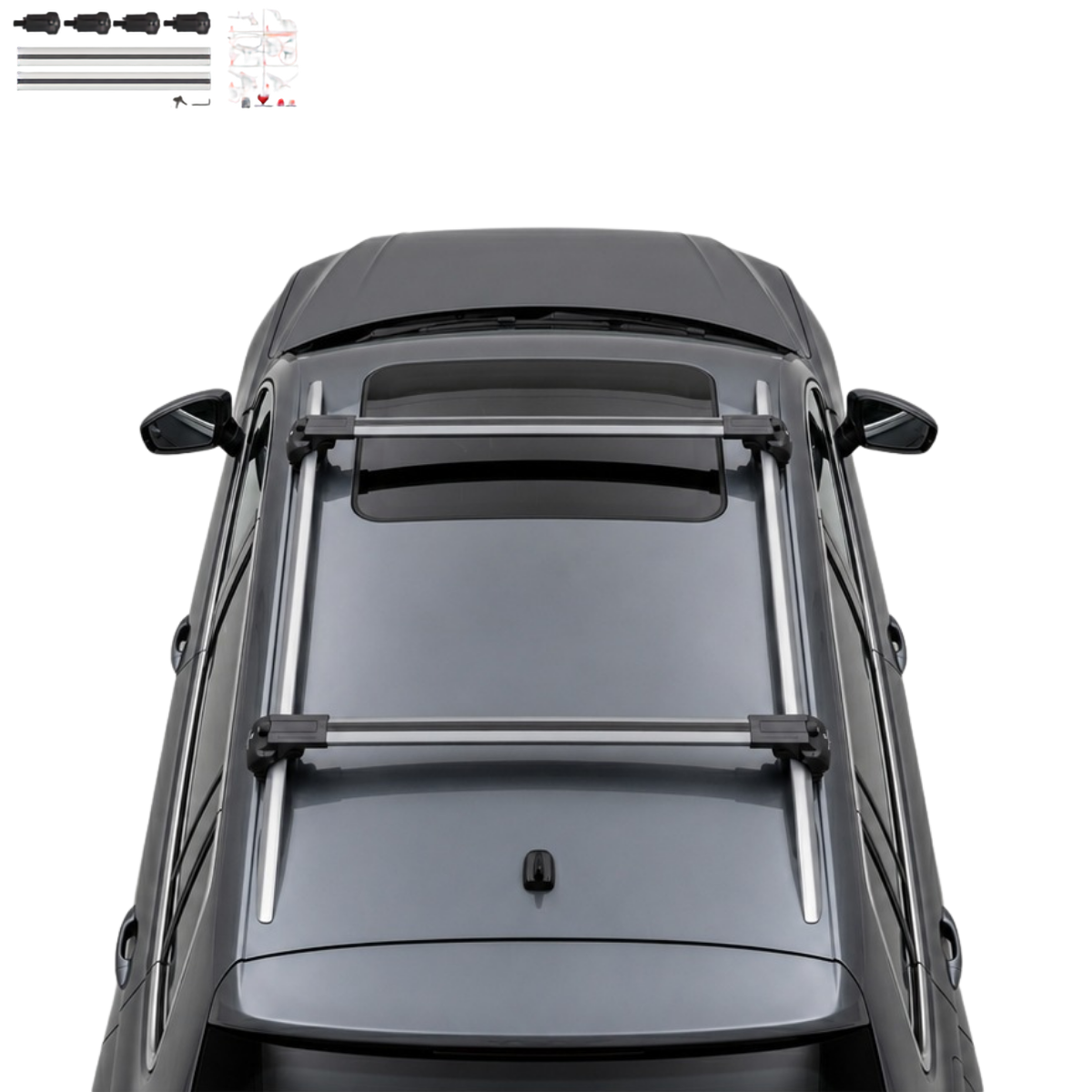 Aluminium Tavan Taşıma Barı Uyumlu VW VOLKSWAGEN Tiguan 5N Allspace 2018-2020 Gümüş