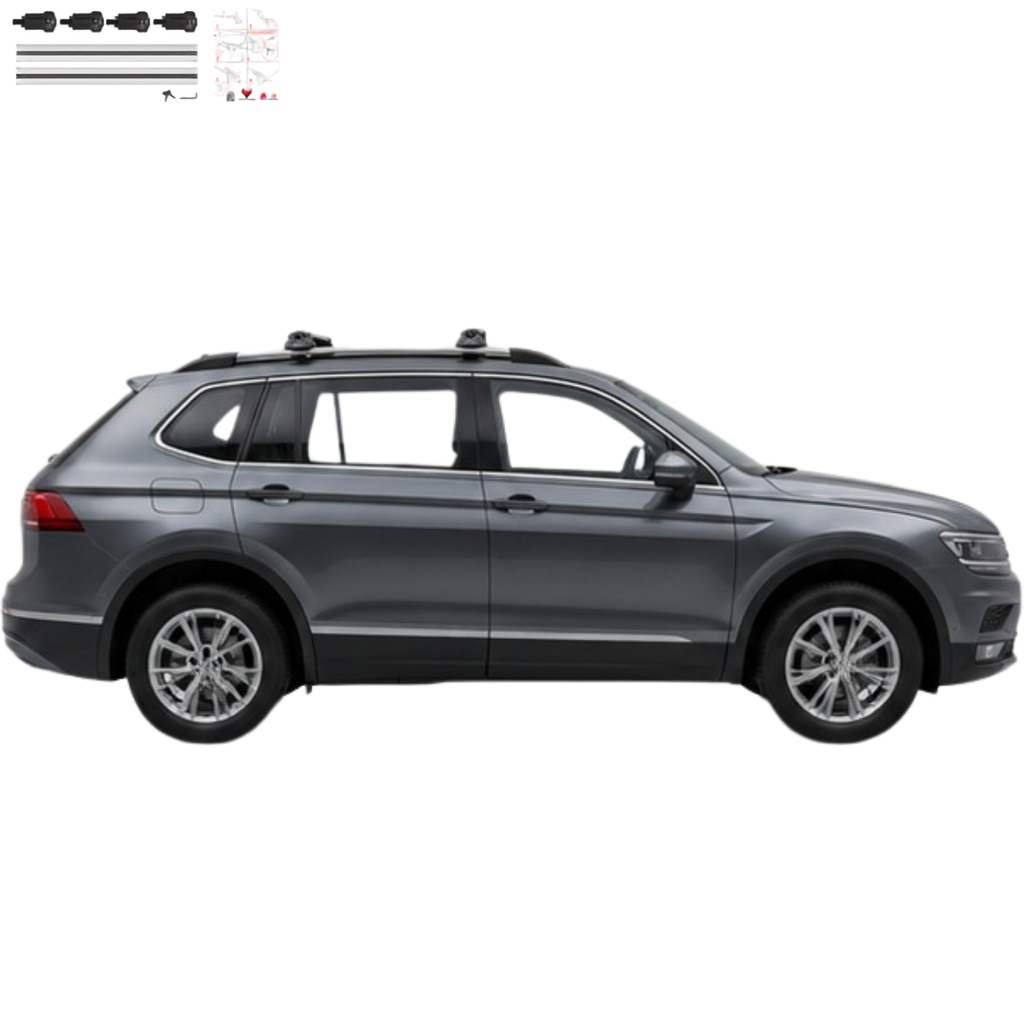 Aluminium Tavan Taşıma Barı Uyumlu VW VOLKSWAGEN Tiguan 5N Allspace 2018-2020 Gümüş