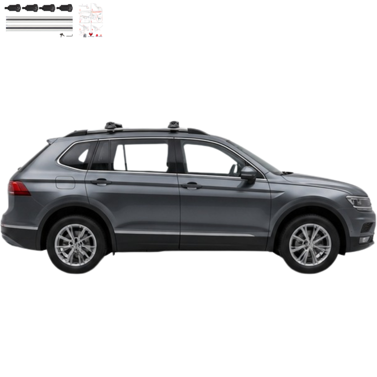 Aluminium Tavan Taşıma Barı Uyumlu VW VOLKSWAGEN Tiguan 5N Allspace 2018-2020 Gümüş