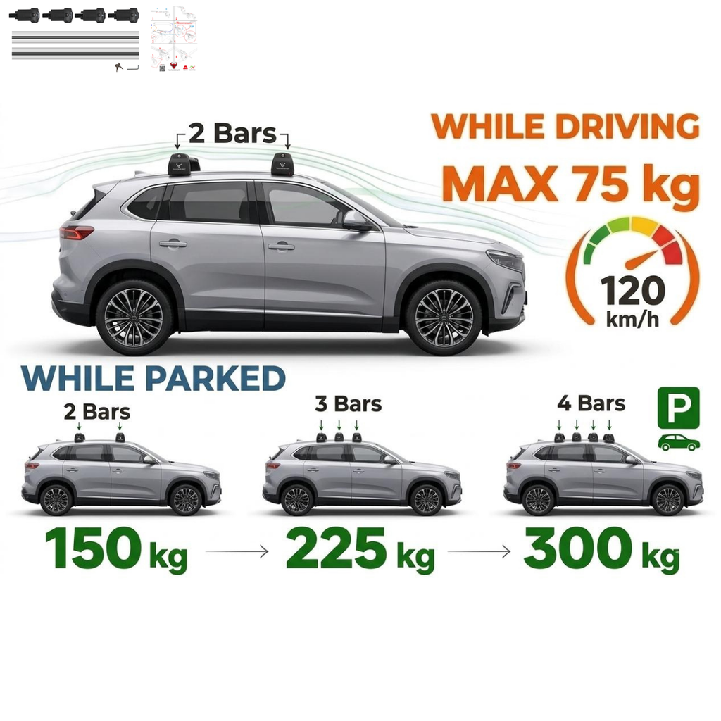 Aluminium Tavan Taşıma Barı Uyumlu VW VOLKSWAGEN Tiguan 5N Allspace 2018-2020 Gümüş