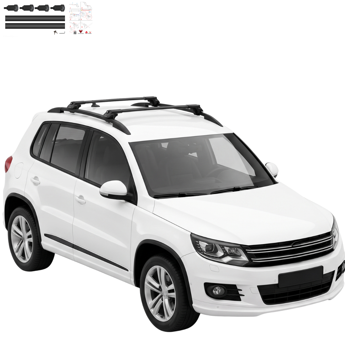 Aluminium Tavan Taşıma Barı Uyumlu VW VOLKSWAGEN Tiguan 5N 2007-2016 Siyah