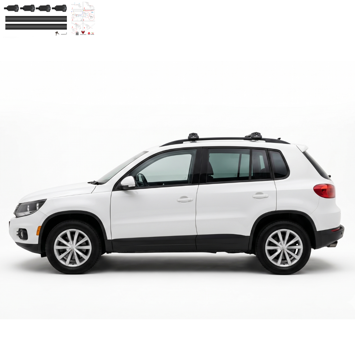 Aluminium Tavan Taşıma Barı Uyumlu VW VOLKSWAGEN Tiguan 5N 2007-2016 Siyah