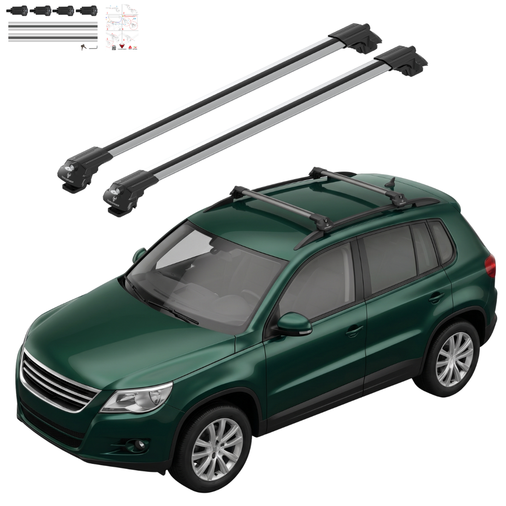 Aluminium Tavan Taşıma Barı Uyumlu VW VOLKSWAGEN Tiguan 5N 2007-2016 Gümüş