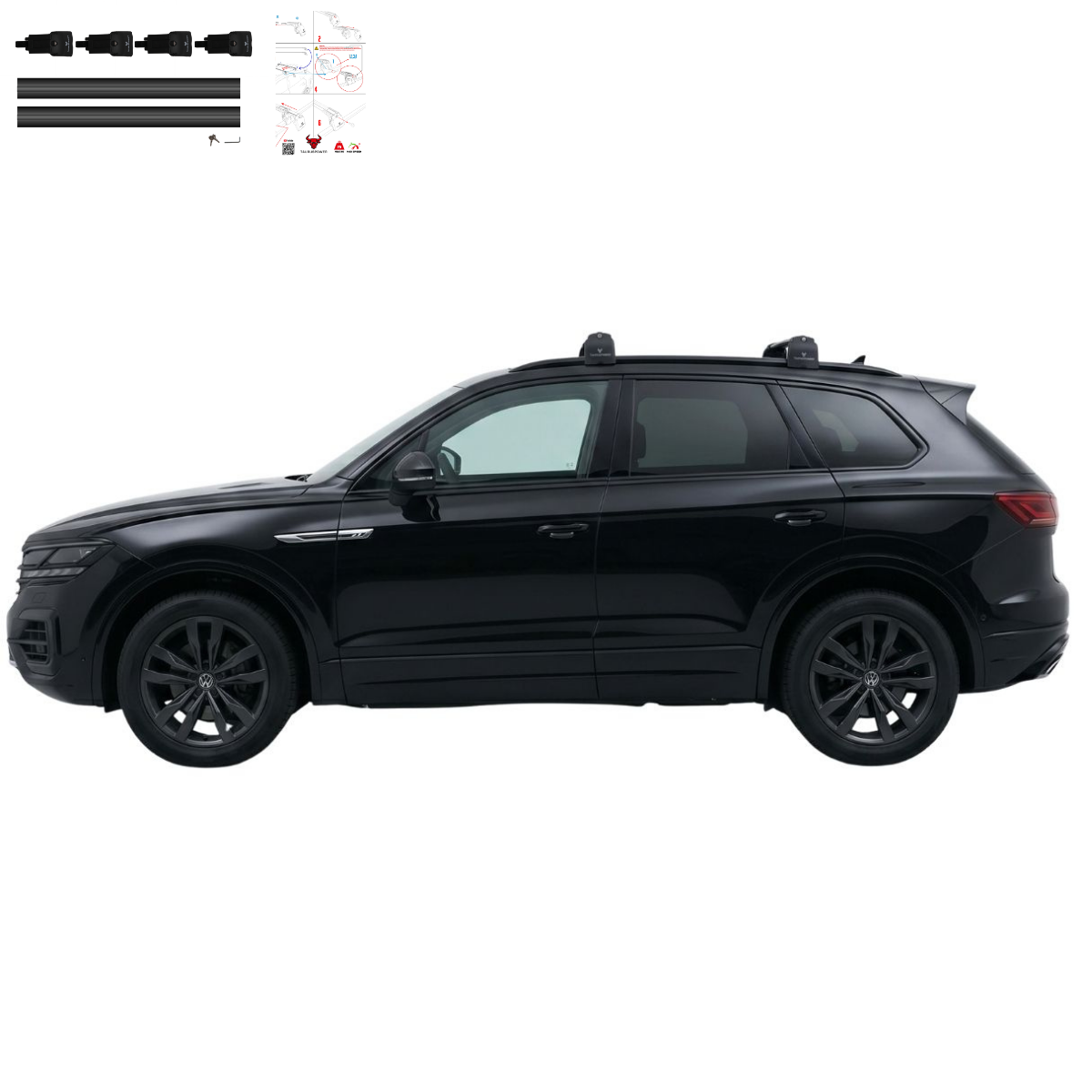Aluminium Tavan Taşıma Barı Uyumlu VW VOLKSWAGEN Touareg 2019-2023 Siyah