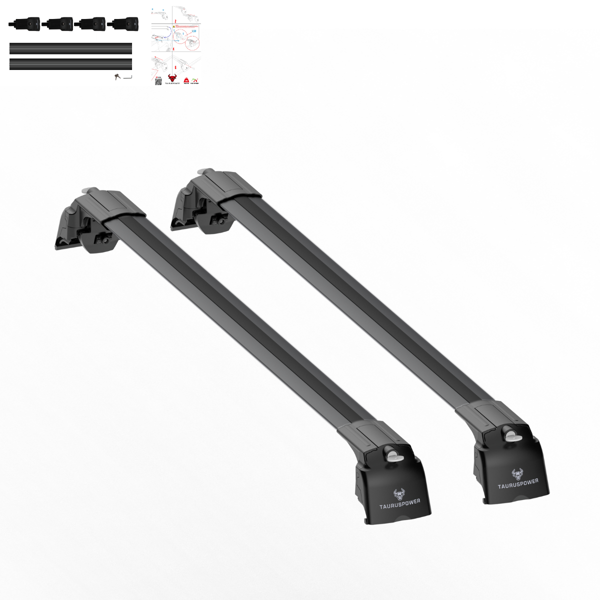 Aluminium Tavan Taşıma Barı Uyumlu VW VOLKSWAGEN Touareg 2019-2023 Siyah