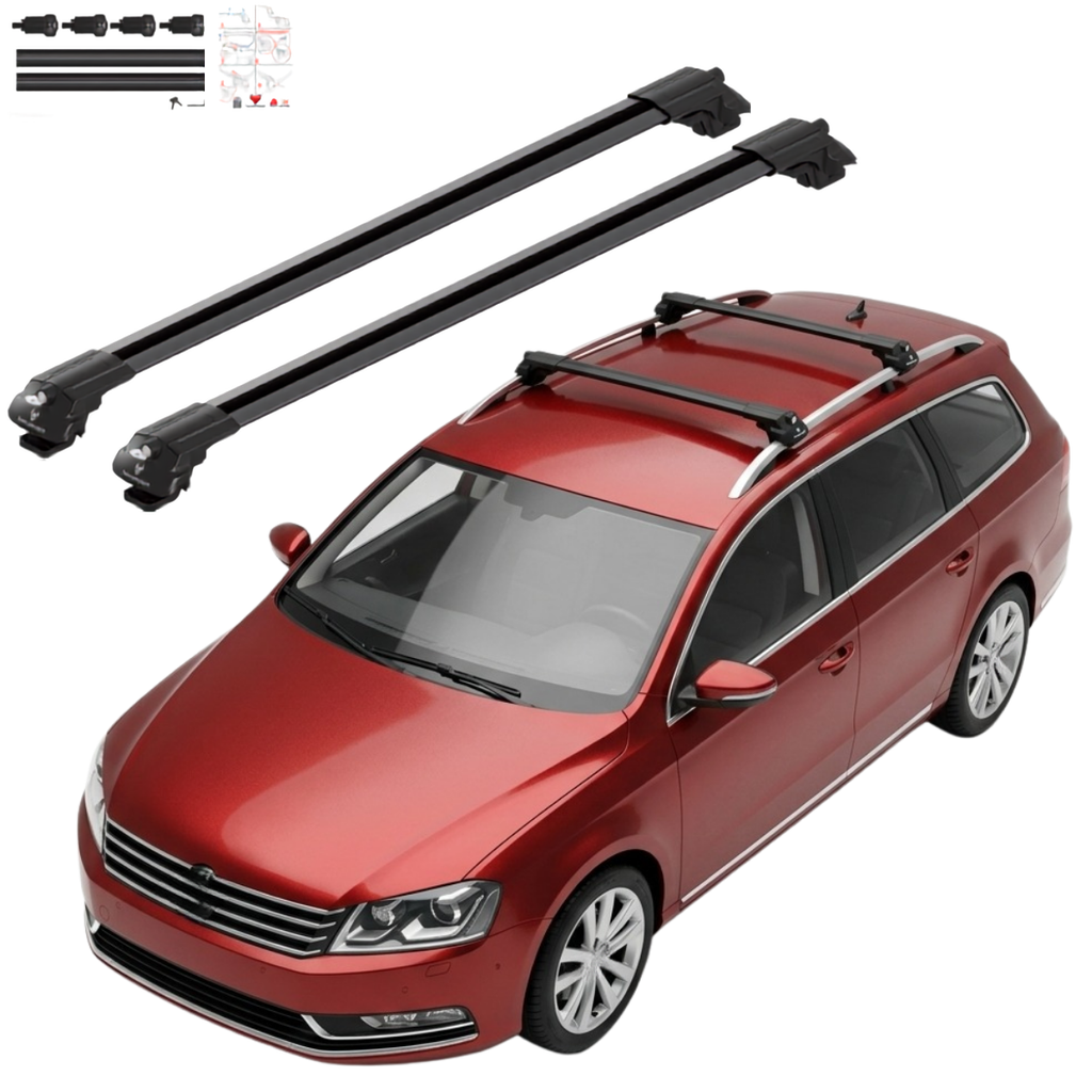 Aluminium Tavan Taşıma Barı Uyumlu VW VOLKSWAGEN Passat Variant B7 2010-2014 Siyah