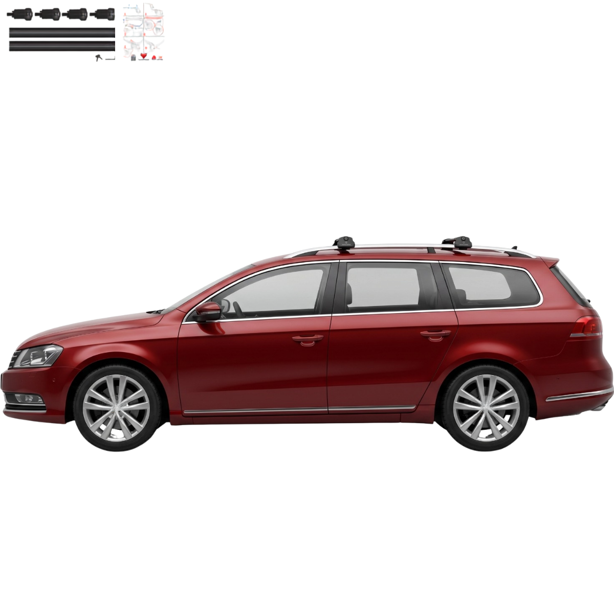 Aluminium Tavan Taşıma Barı Uyumlu VW VOLKSWAGEN Passat Variant B7 2010-2014 Siyah