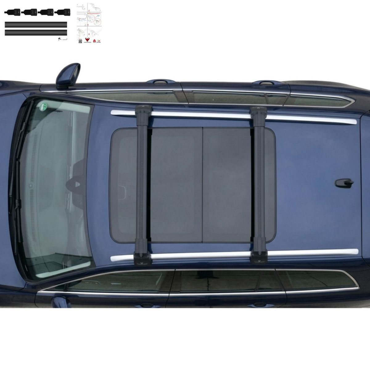 Aluminium Tavan Taşıma Barı Uyumlu VW VOLKSWAGEN Passat Variant B8 2015-2023 Siyah