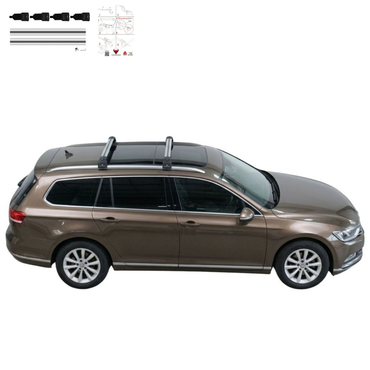 Aluminium Tavan Taşıma Barı Uyumlu VW VOLKSWAGEN Passat Variant B8 2015-2023 Gümüş