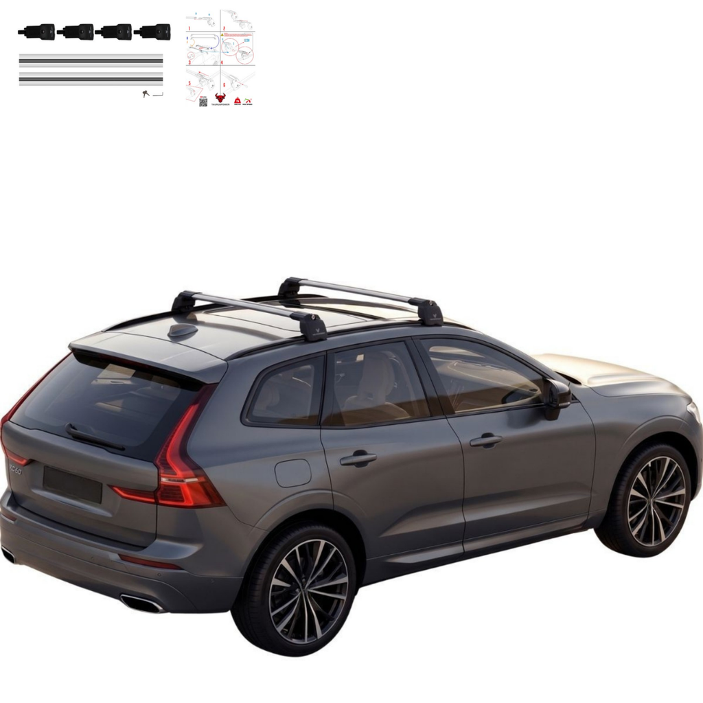 Aluminium Tavan Taşıma Barı Uyumlu VOLVO XC60 2018-2025 Gümüş