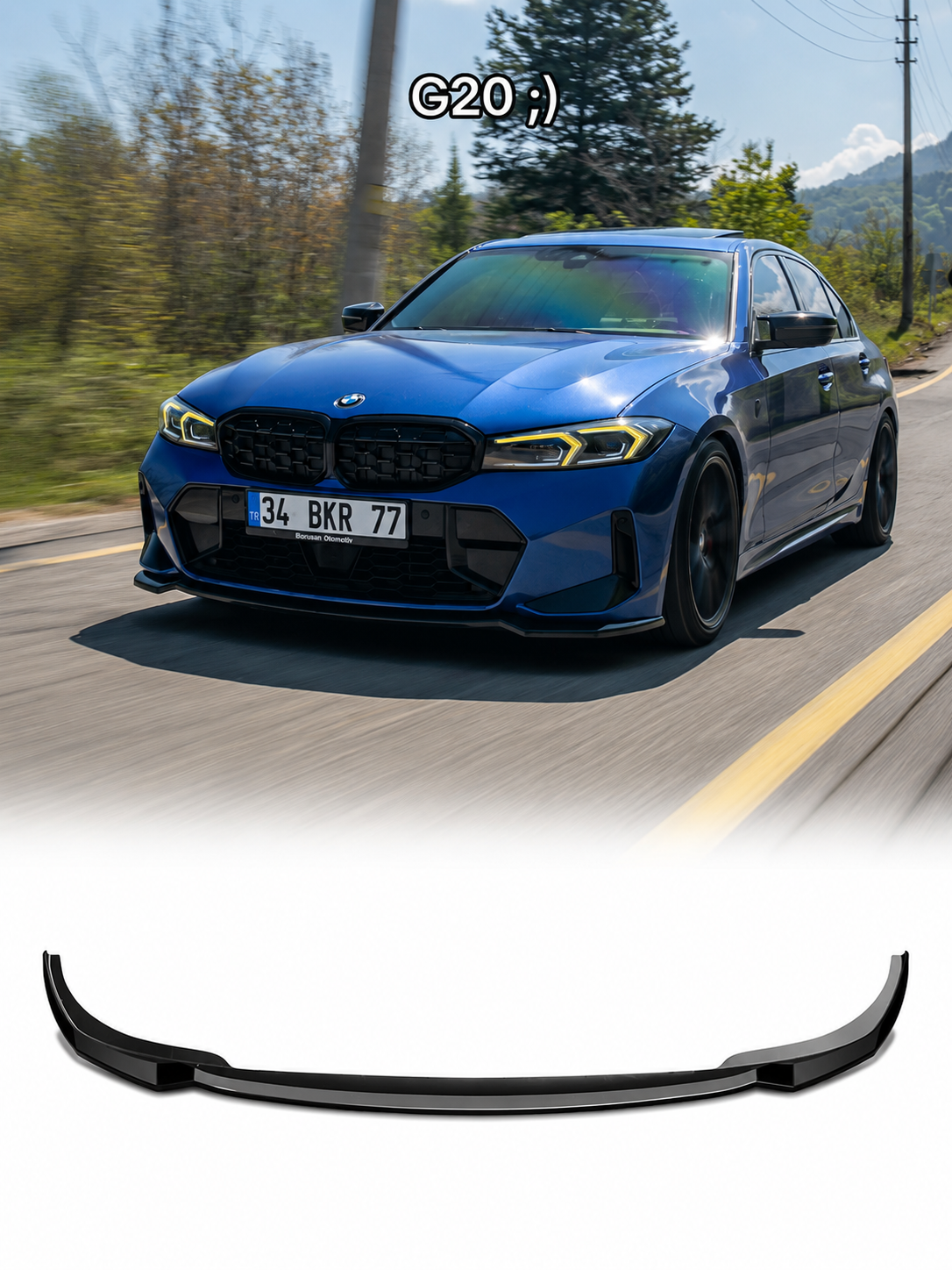 BMW 3 Serisi G20 LCI M Sport 2022+ Ön Tampon Eki (Lip)