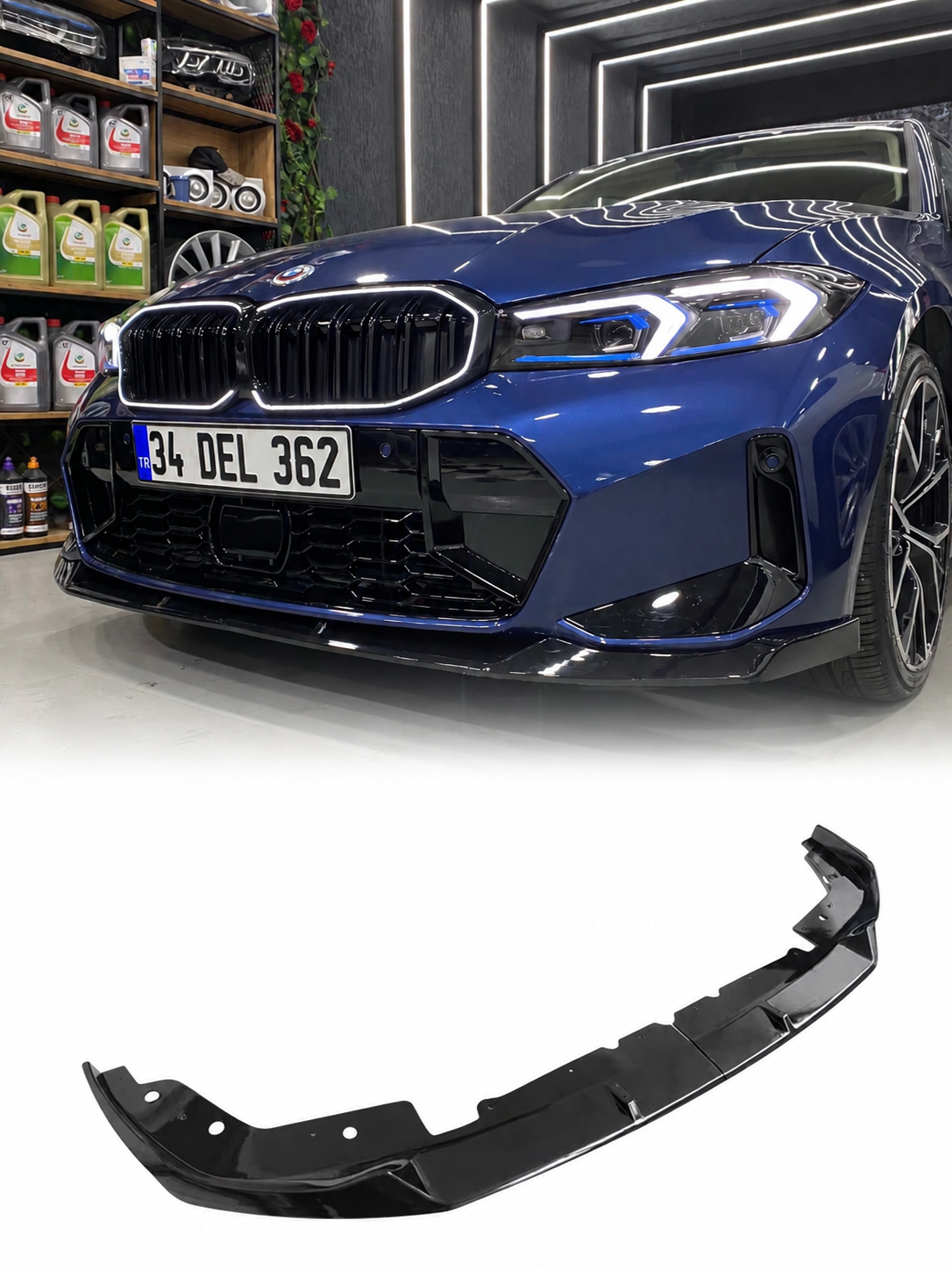 BMW 3 Serisi G20 LCI Facelift Parlak Siyah Ön Tampon Eki Lip