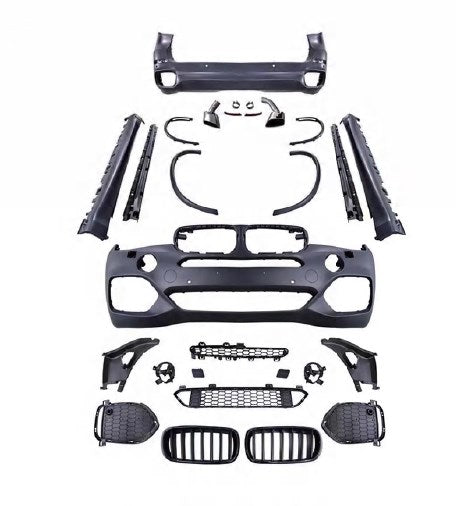 Body Kit X5:F15 Far Yıkamalı, Ön/Arka PDC, <O-O> Egzoz Uçlu, Marşpiyelli, Dodikler, Panjurlu -M-Tech- 2014-18