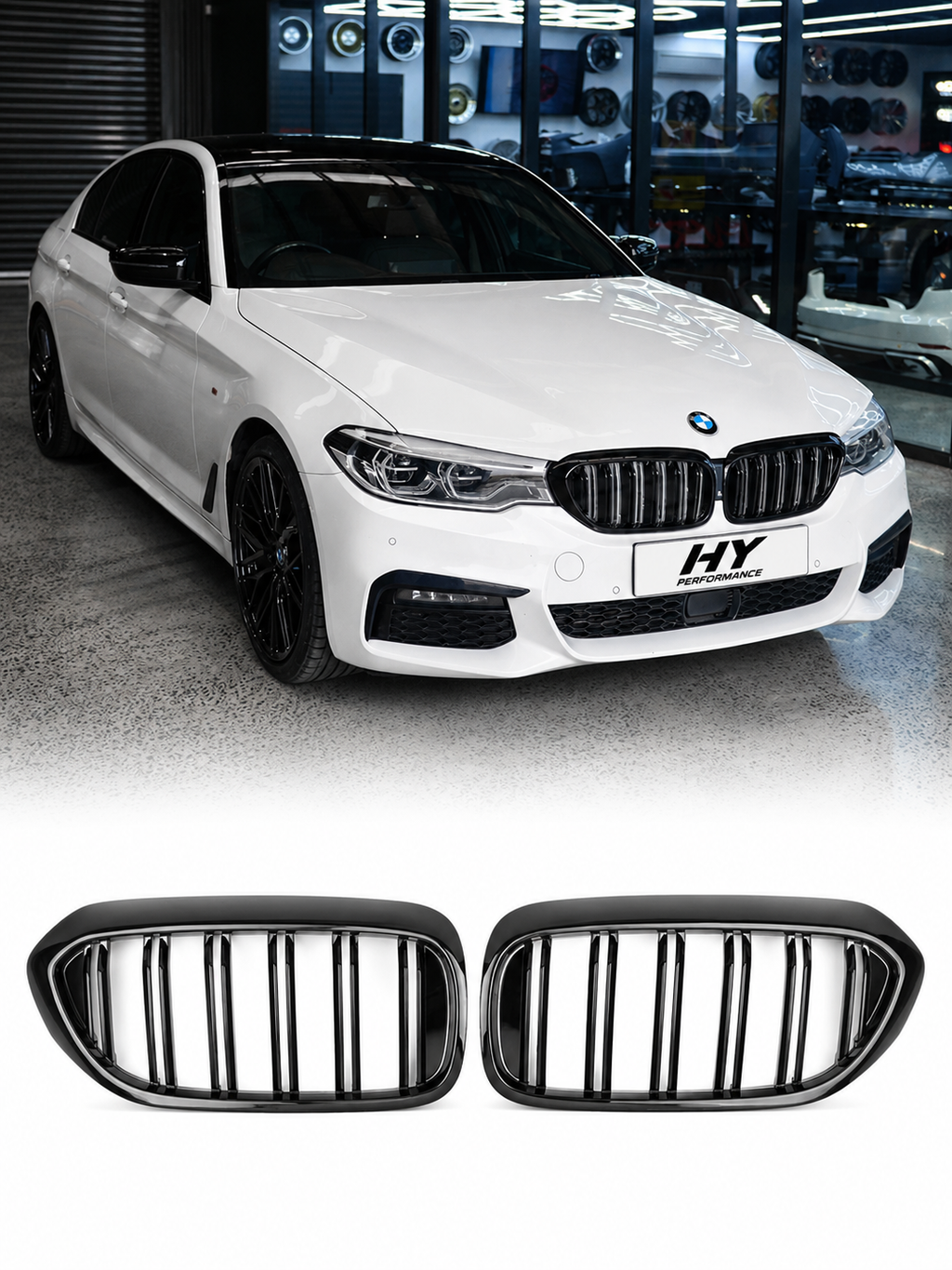 BMW 5 Serisi G30 Uyumlu 2017-2019 Uyumlu M5 Style Çift Çizgi Panjur