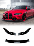 BMW M3 M4 G80 G81 G82 G83 Uyumlu V Style Ön Tampon Eki Parlak Siyah & Karbon Görünümlü