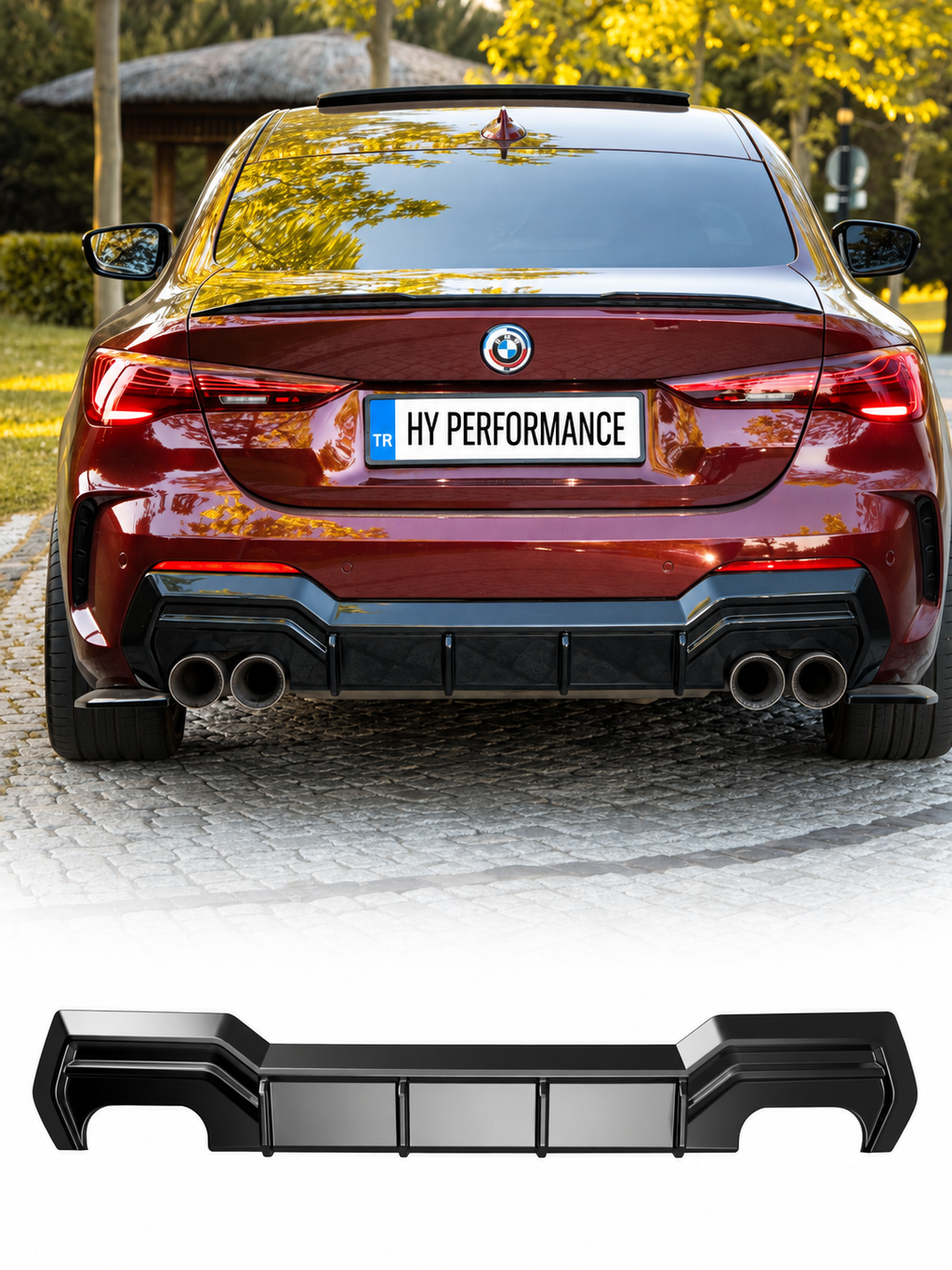 BMW G22 Coupe G23 Cabrio 420i 430i M4 Style çift çıkış arka difüzör