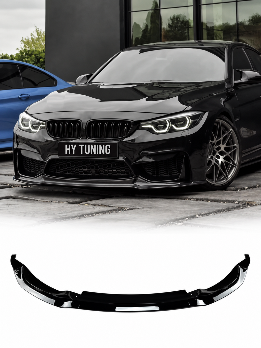 BMW M3 F80 ve M4 F82 F83 uyumlu parlak siyah ön tampon eki