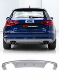 Audi A3 8V 2013-2016 Hatchback gri S3 Style arka difüzör genel görünüm - HY TUNING