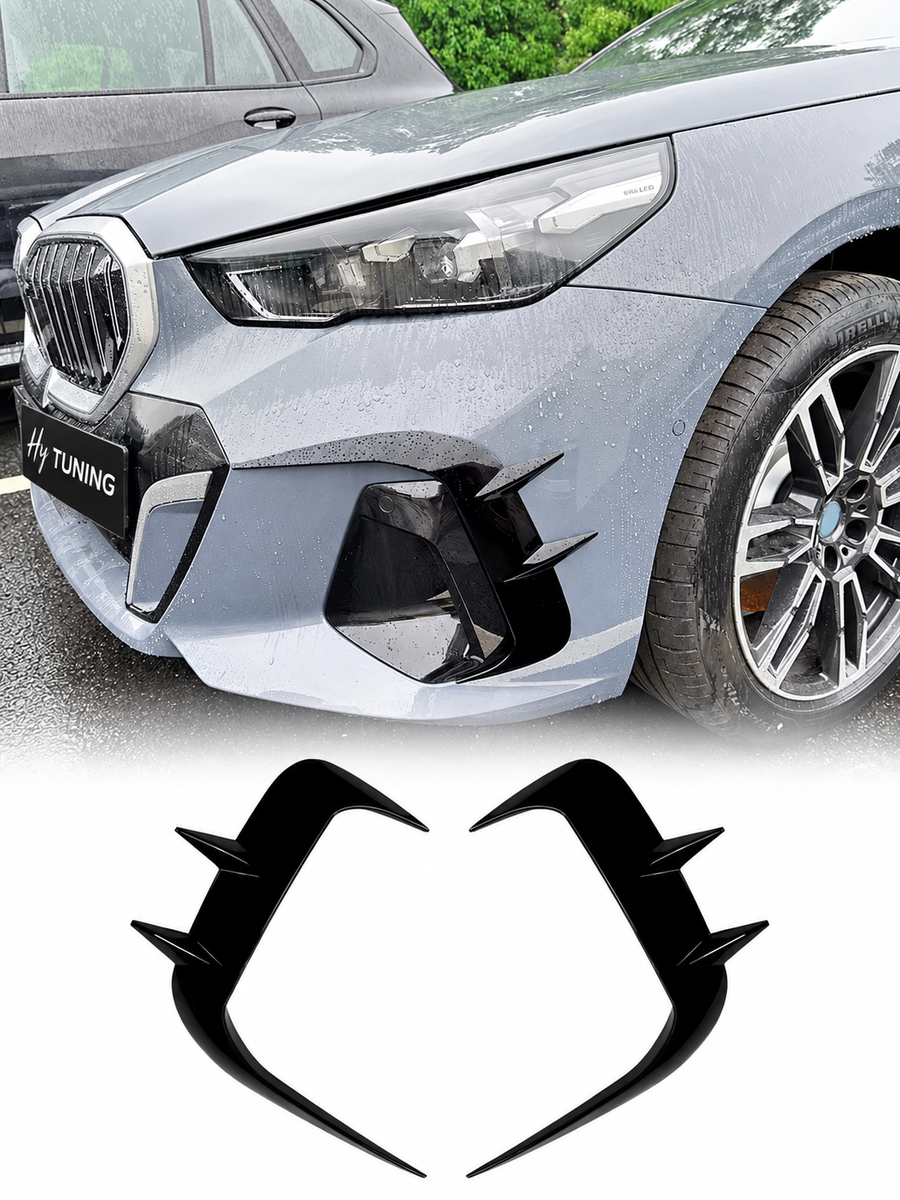 BMW 5 Serisi G60 ve i5 2024+ Uyumlu Parlak Siyah Ön Tampon Bıçakları