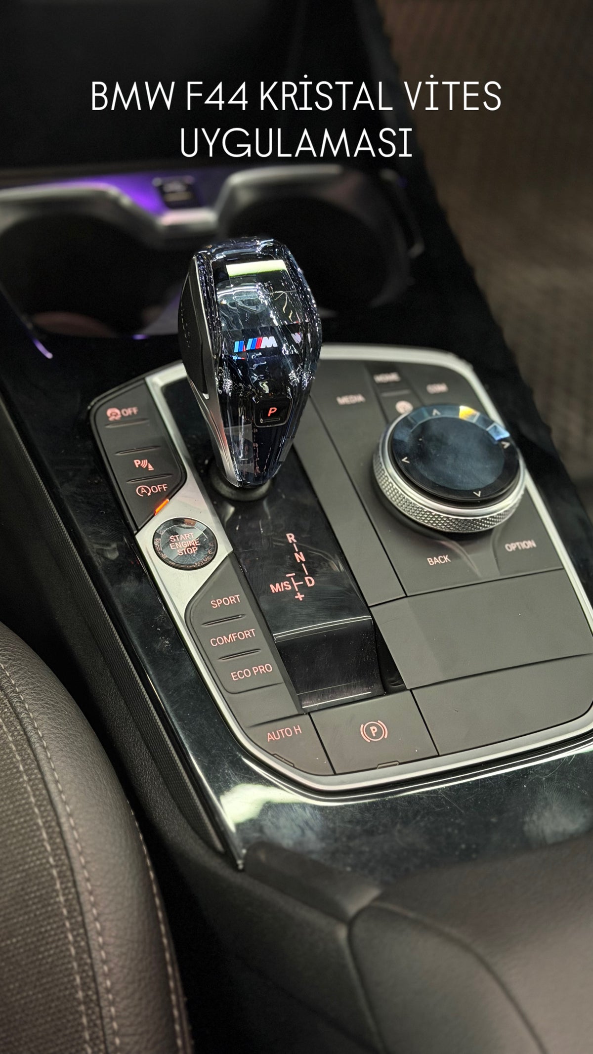 BMW 2 Serisi F44 2020-2024 uyumlu 3 parça kristal vites topuzu seti genel görünüm - HY TUNING